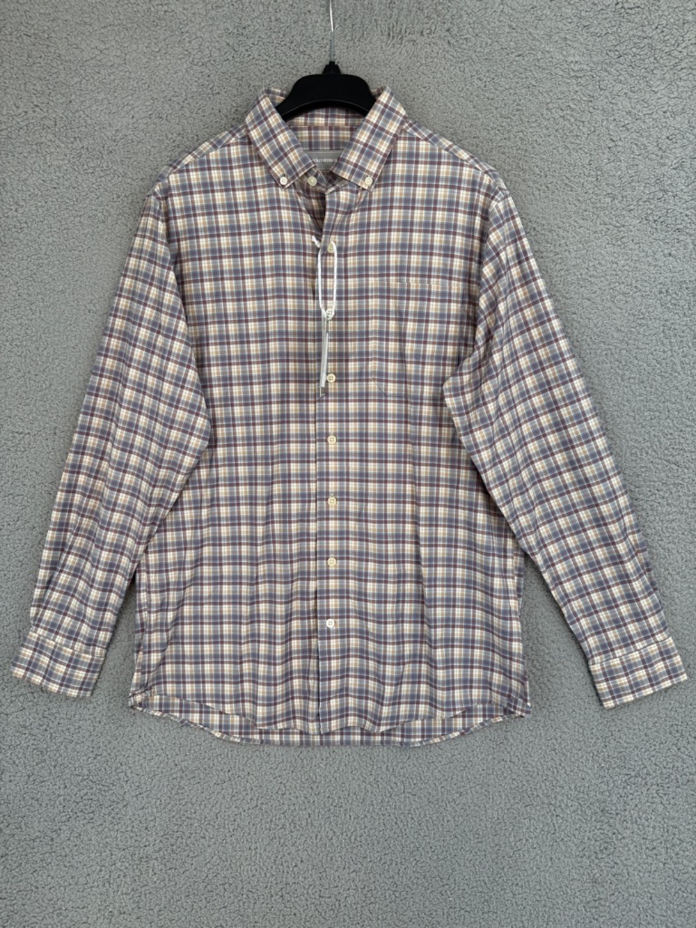 Southern Shirt Ridgeside Men's Medium long sleeve Plaid Button-Down Shirt brown